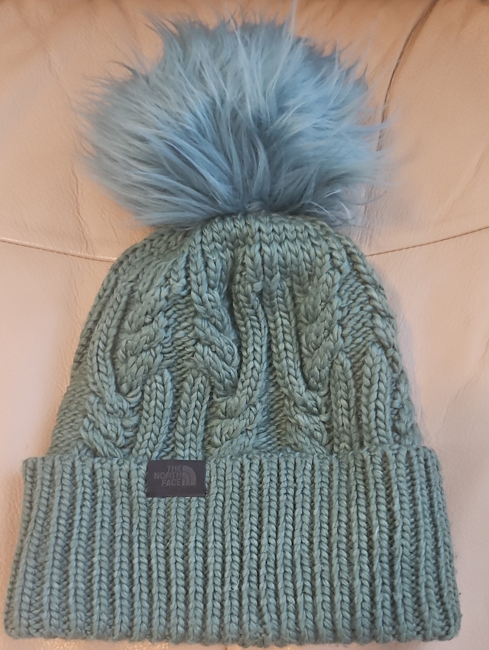 The North Face Women's Knit Pom Beanie in Teal Green